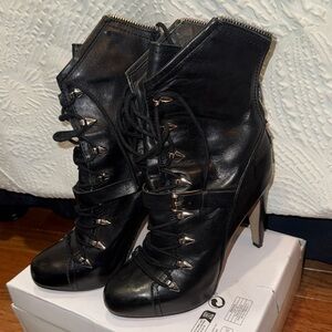 Sam Edelman Black Lace Up Boots High Heel